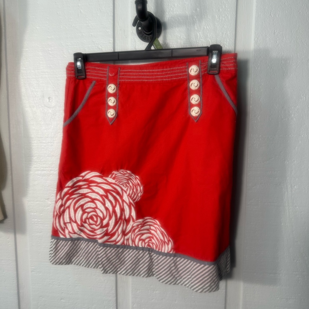 Anthropologie Floreat Red And White Floral Skirt Size 6 EUC - Picture 3 of 7